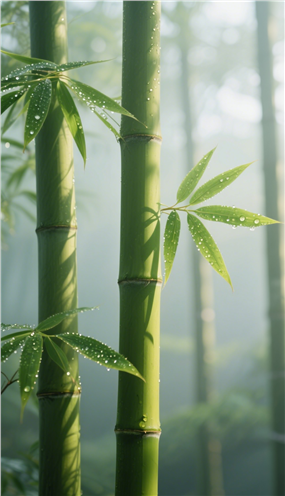 雨后雾气朦胧竹林风景摄影图片